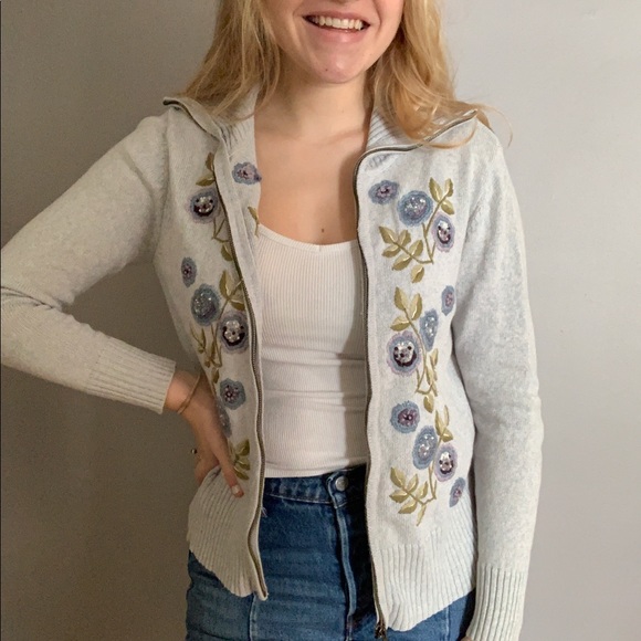 Tiara Sweaters - Tiara Embroidered Cardigan Sweater